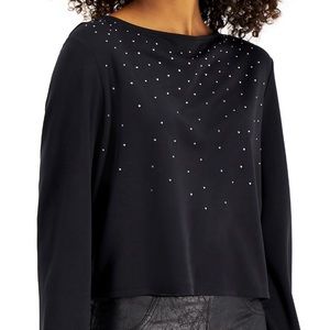 Bar III- Studded Long Sleeve Top